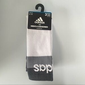Adidas men’s crew cushioned socks white gray 3 pack size 6-12